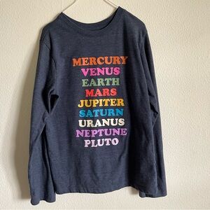 Cat & Jack Black Long-Sleeve Planets Tee Med 8 10